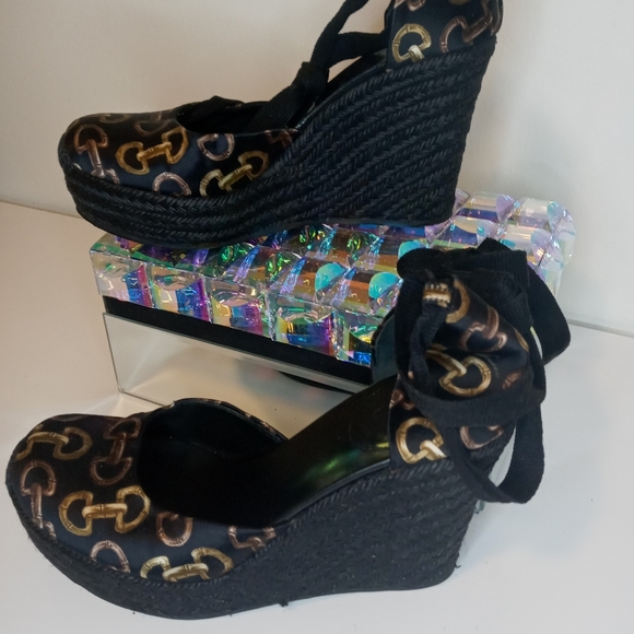 GUCCI ESPADRILLES WEDGE HIGH HEEL SHOES - Picture 9 of 11